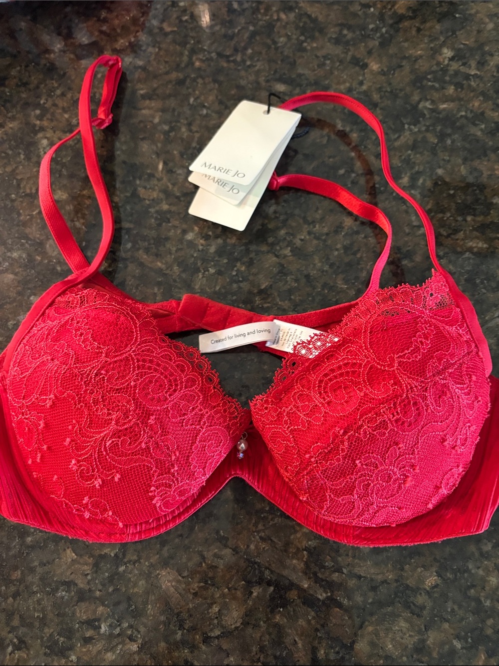 Marie Jo Sofia 0102057 Red Lace Push Up Bra 34B NWT